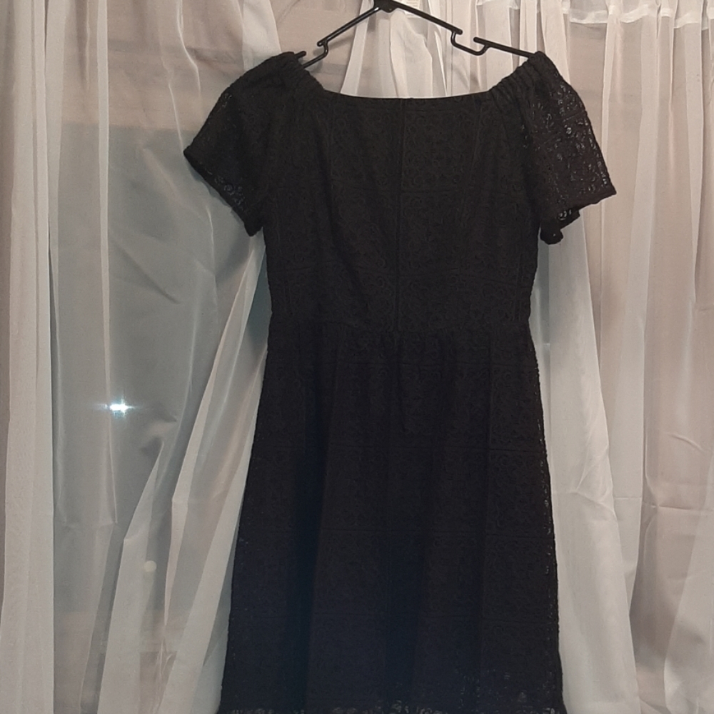 Mossimo Modest Black Lace Overlay Goth Punk Darkcore Dress